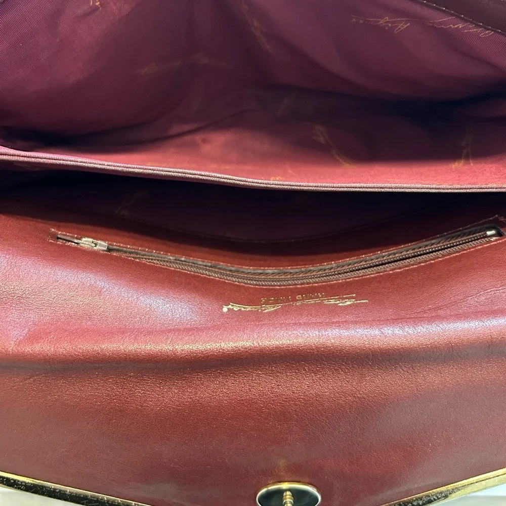 Etienne Aigner Vintage Burgundy Monogram Purse With Strap - Picture 6 of 12